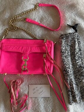 Rebecca Minkoff Hot Pink Mini MAC Crossbody Leather Bag Barbiecore